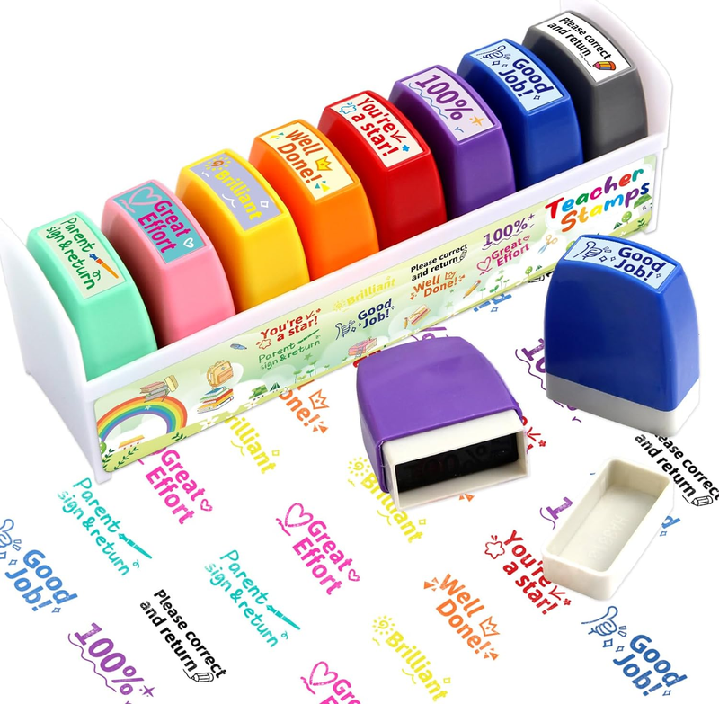 Teacher Stamps for Grading Motivational Teacher Self-Inking Stamp Set Encouragin