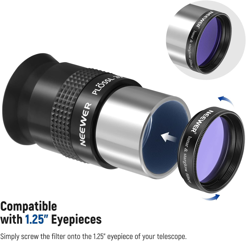 1.25 inches Telescope Moon Filter, CPL Filter, 5 Color Filters Set(Red, Orange,