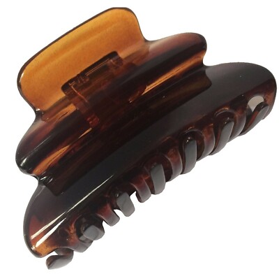 Parcelona French Crumpled Fat Medium Shell Celluloid Jaw Hair Claw Clip Clutcher