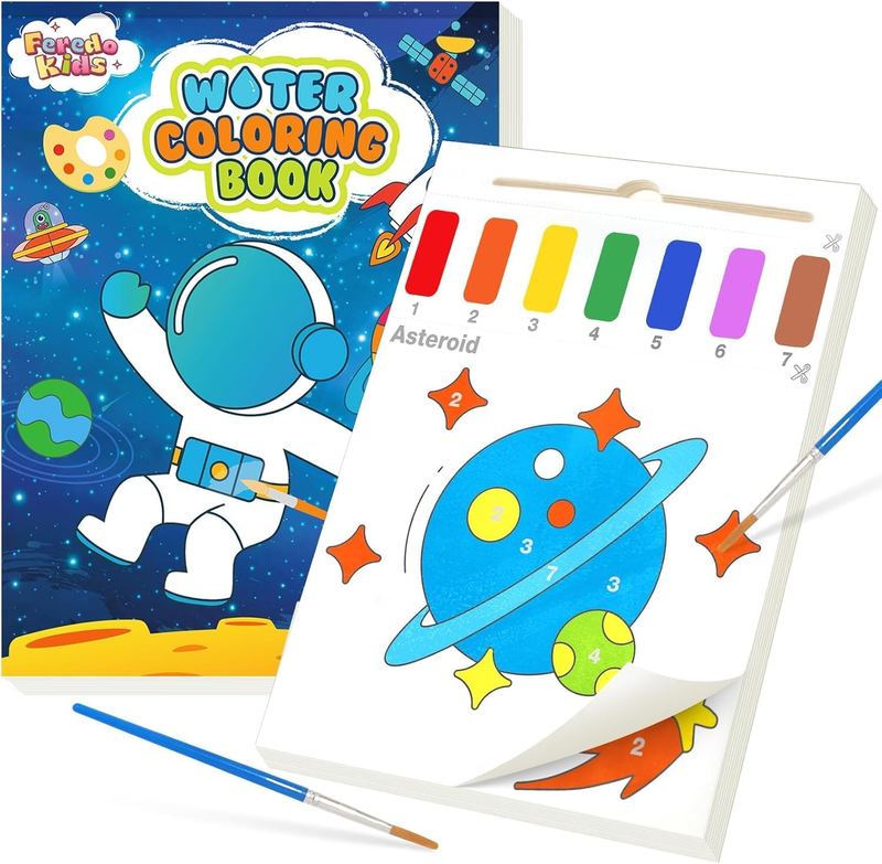 Water Coloring Books - Mess Free Planet Watercolor Painting Set for Kids Ages 3