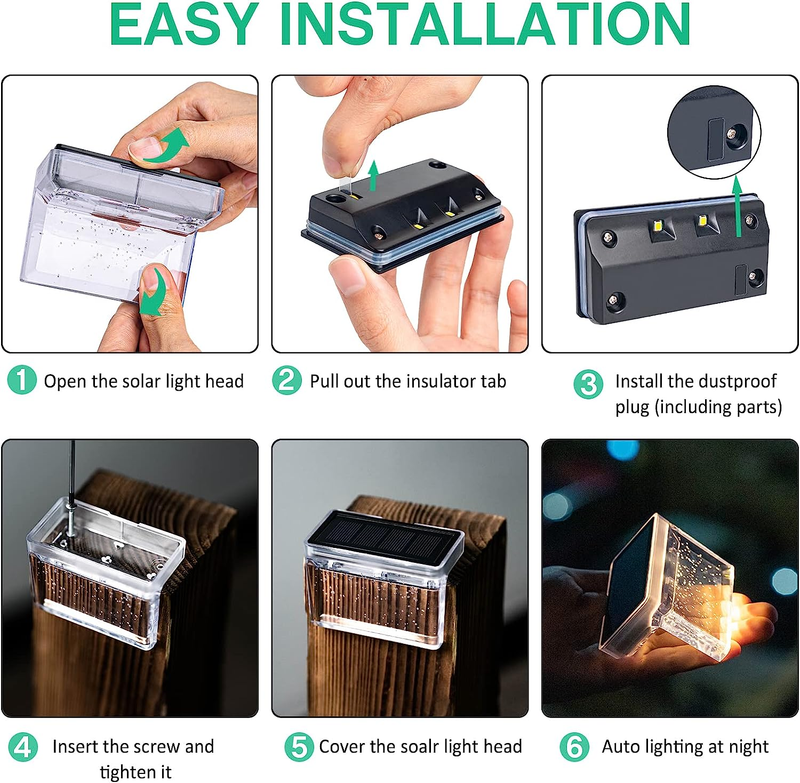 Solar Deck Lights 8 Pack, Solar Step Lights IP65 Waterproof Solar Powered Outdoo