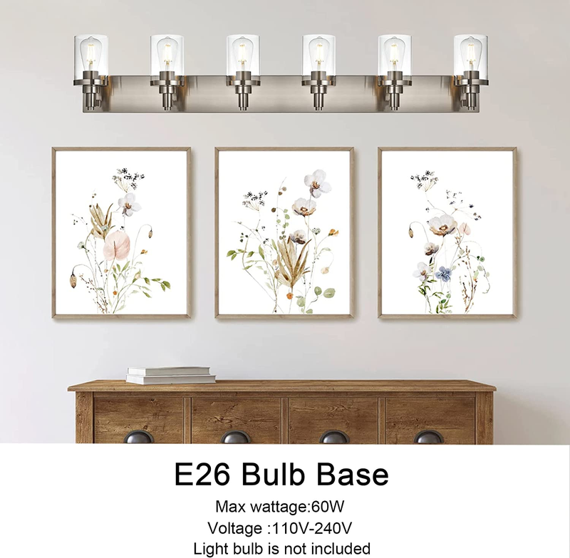 6-Light Vanity Light Fixture Modern Bathroom Light Fixtures over Mirror, Brushed