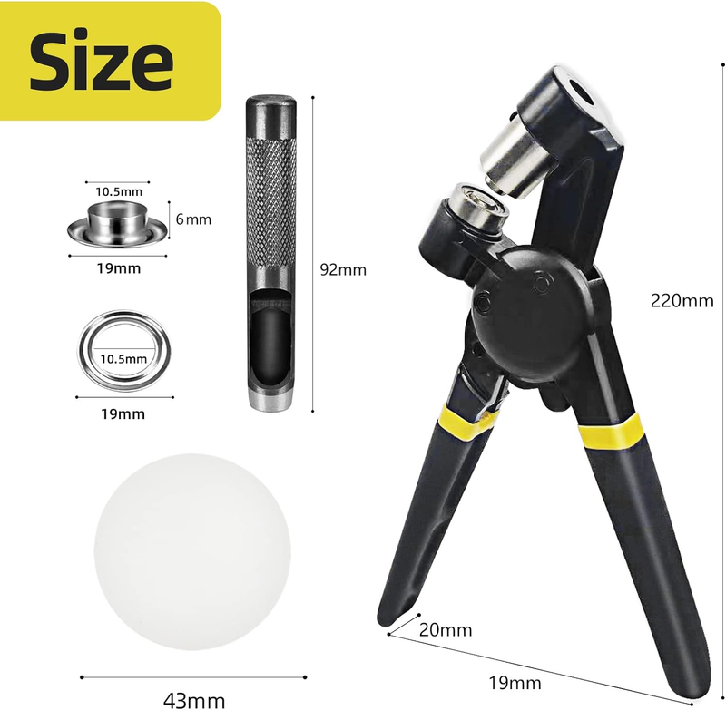 Grommet Tool Kit, Handheld 3/8 inch Eyelet Kit Manual Grommet Press Machine with