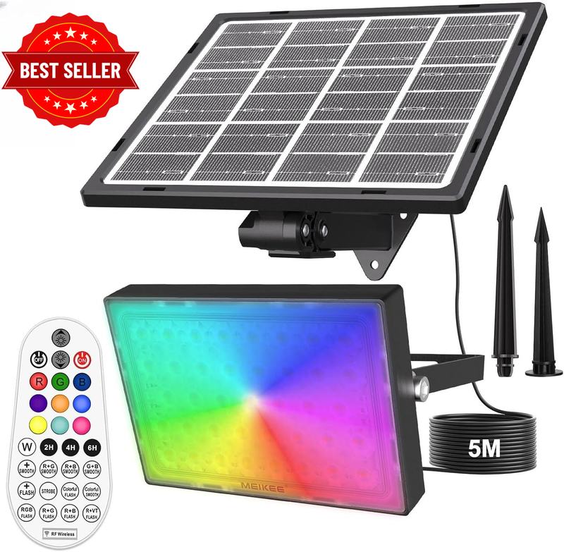RGB Solar Flood Lights Outdoor with Remote Control IP66 Waterproof