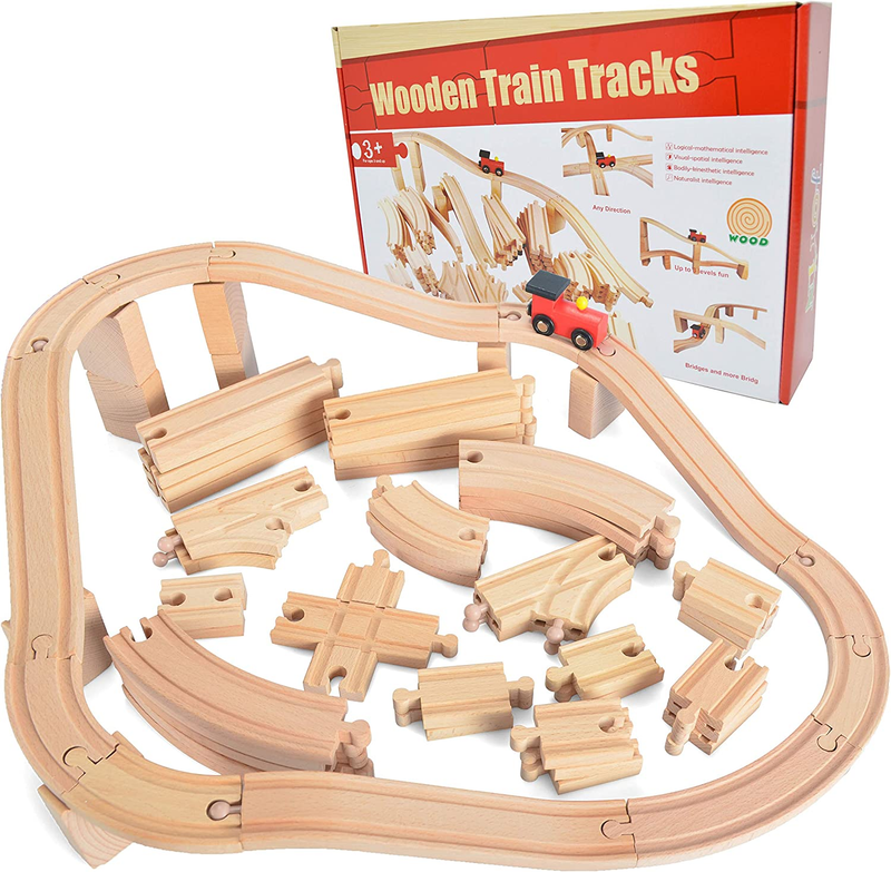 62 PC Electric Motor Train Wooden Montessori Track Railway Toys Set Kids PREMIUM