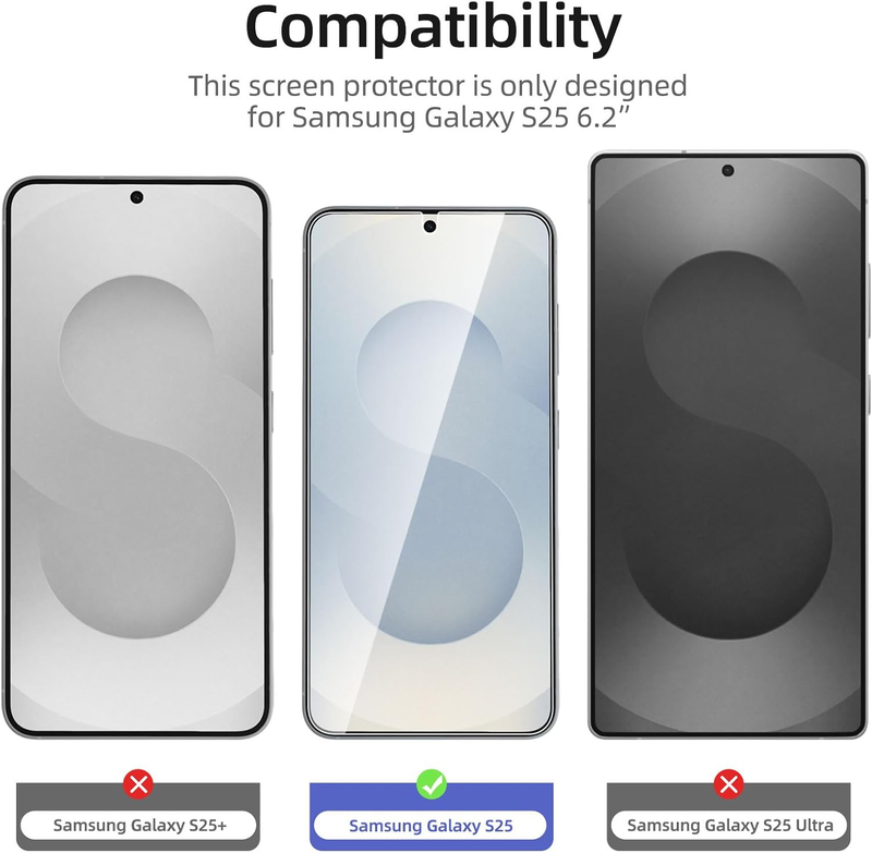3 Pack Designed for Samsung Galaxy S25 Screen Protector Tempered Glass, Bubble F