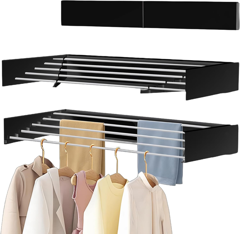 Laundry Drying Rack Collapsible, Wall Mounted, Clothes Drying Rack, 80CM Wide, 4