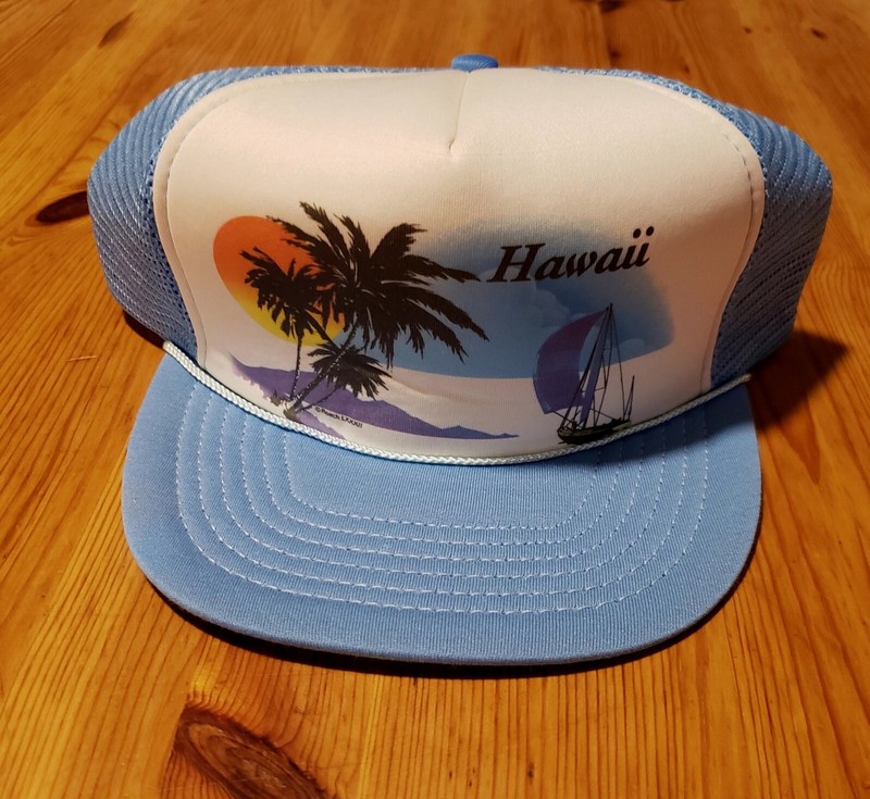 NWOT Vtg 80s Hawaii blue rope tropical scene snapback  display picture 1