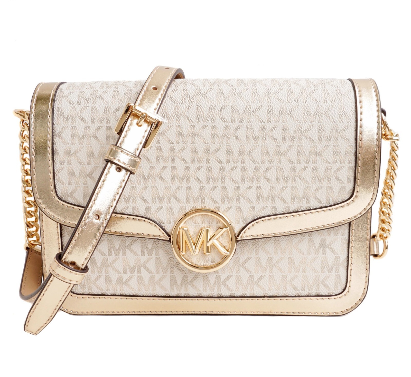 Сумка Michael Kors, сумка через плечо Leida MD с клапаном и цепочкой, Размер P.Gold Новая