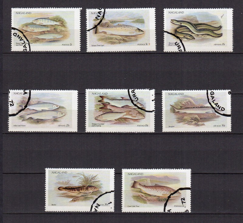 Asie Nagaland Poissons 8 Timbres OblitÃ©RÃ©S / Te4686