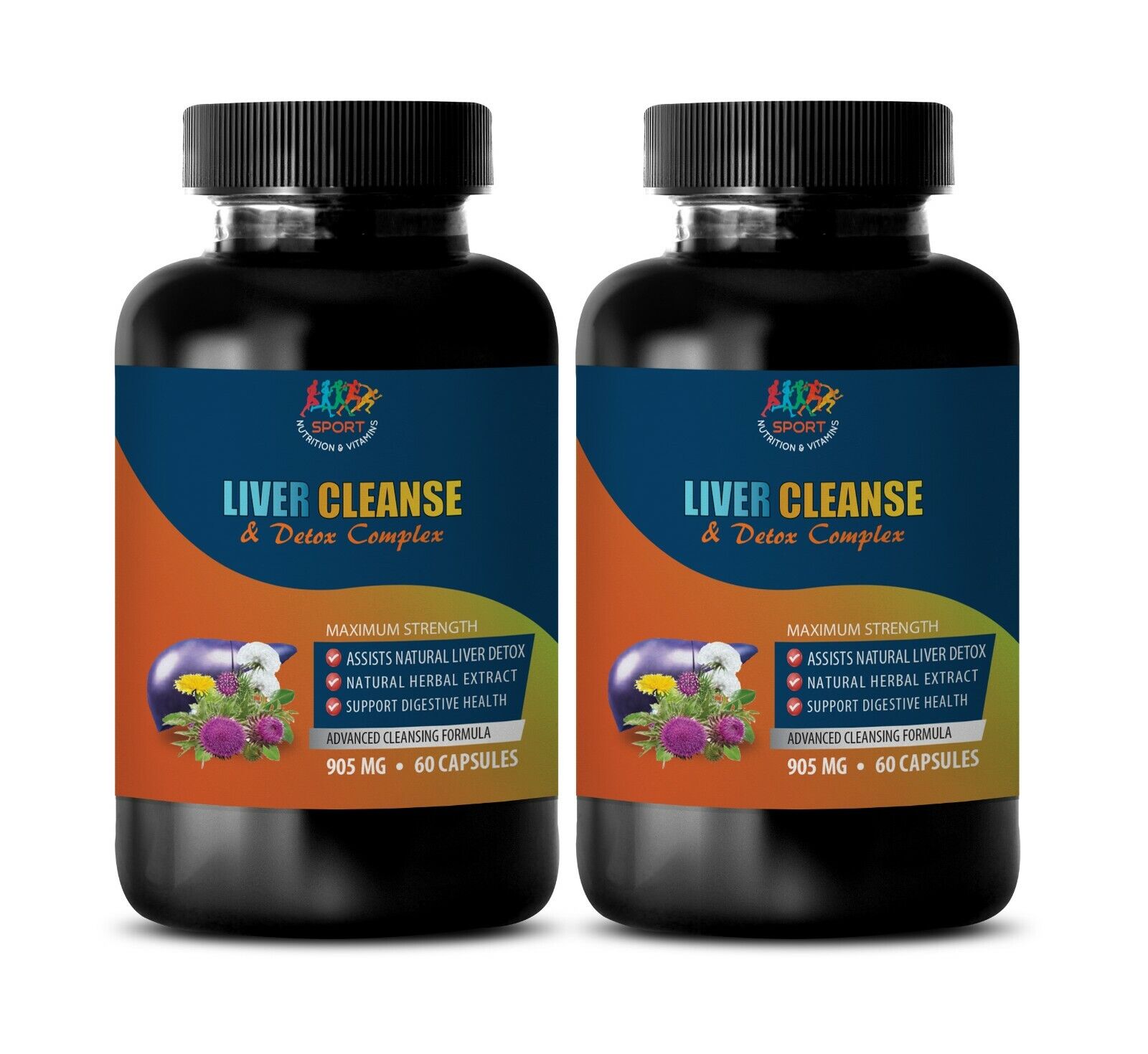 milk thistle capsules - Liver Cleanse and Detox 905mg - vitamin B1 and C 2B
