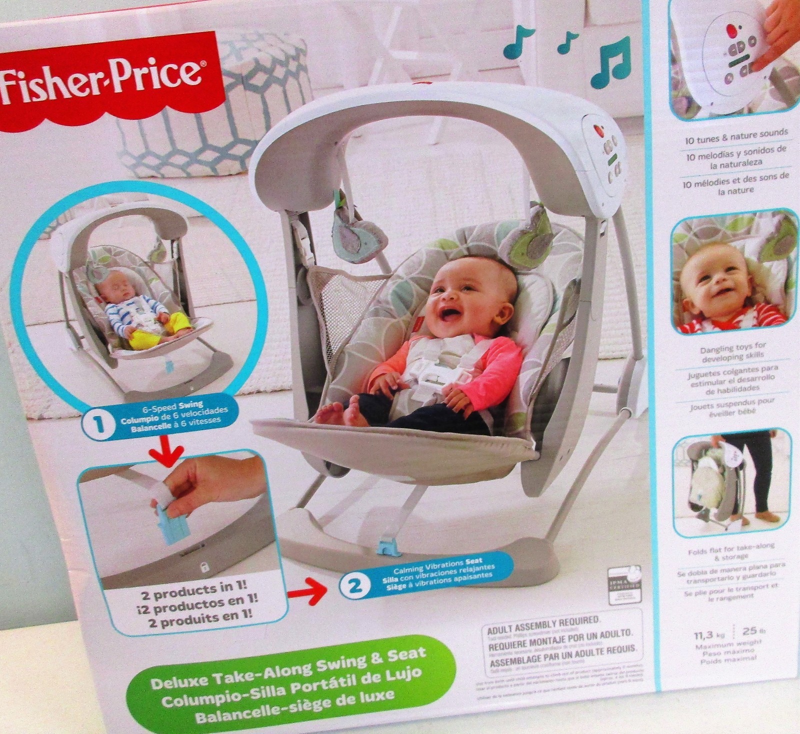 Fisher Price Deluxe Portable Smartswing Take Along Baby Infant Swing Fisher Price Deluxe Portable Smartswing Take Along Baby Infant Swing