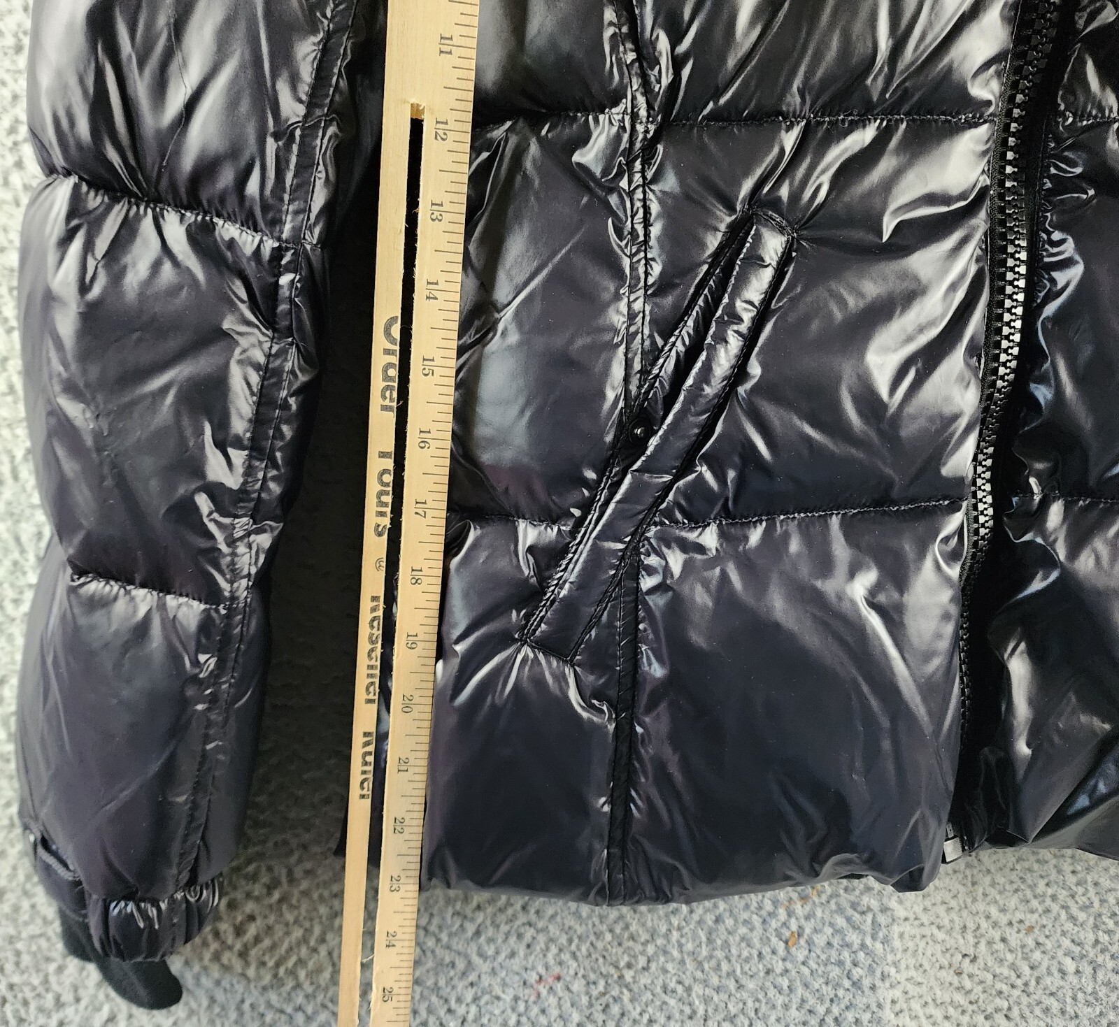 AQUA Gloss Allie Faux Fur Trim Down Puffer Jacket Women's S Jet/Natural L/S - Picture 11 of 16