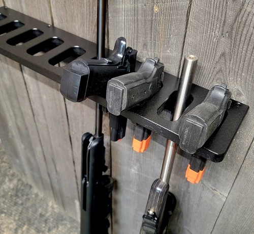 CLOSET WALL GUN RACK TACTICAL 10 GUN WALL MOUNT RIFLE SHOTGUN FISHING POLE HOLD