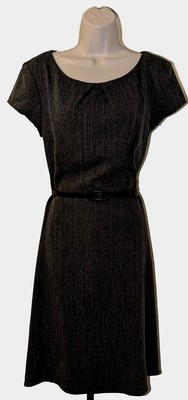 NWOT Womens Connected Apparel Gray Fit & Flare Dress Size 12 Belted Grey