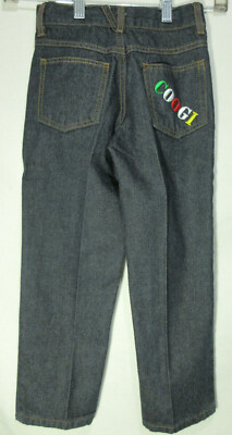 Vintage Kids Denim Jeans Coogi 1990's Skater Pants Blue Cotton Logo Embroidered