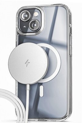 iPhone 15 Phone Case & Magnetic Wireless Charger (Compatible with MagSafe) Clear