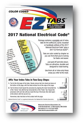Authentic 2017 Color Coded EZ Tabs NEC Code NFPA/Formular G.+ Ohms law sticker! 