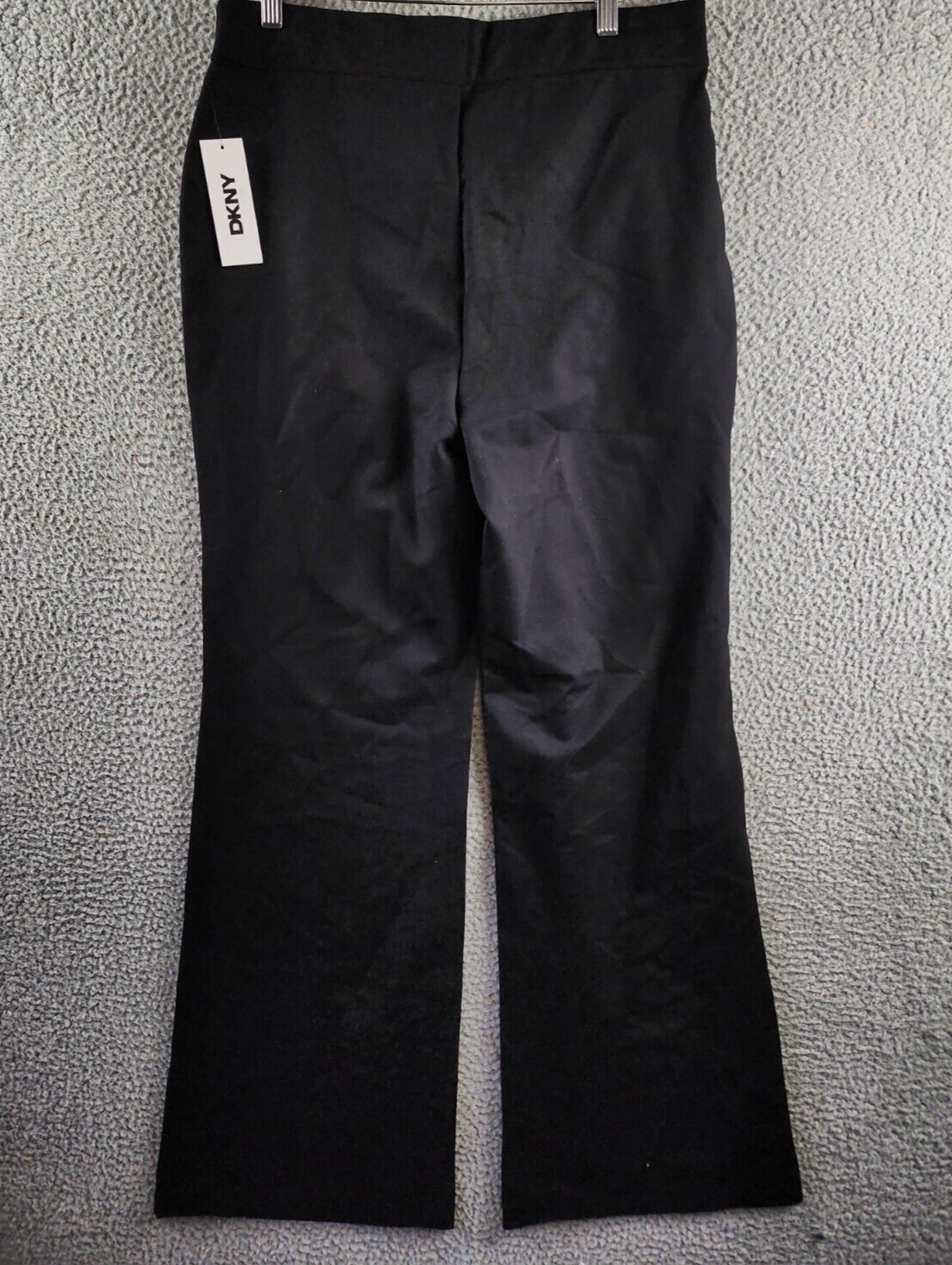 DKNY High Rise Wide Leg Pants Women's L Black Elastic Waist Side Pockets Pull On - Picture 12 of 14