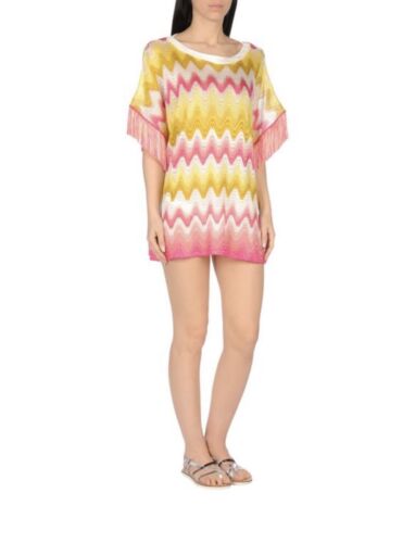 Pre-owned Missoni Authentic  Mare Zigzag Short Beach Dress Tunic Cover-up Sz L $1000 In Multicolor