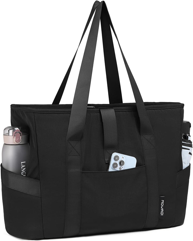 Tote Bag with Water Bottle Pockets Gym Bag with Yoga Mat Strap for Women & Men