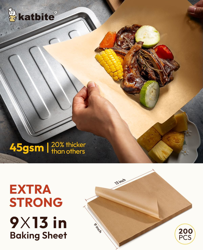 200Pcs 9x13 inch Heavy Duty Unbleached Parchment Paper, Parchment Paper Sheets f