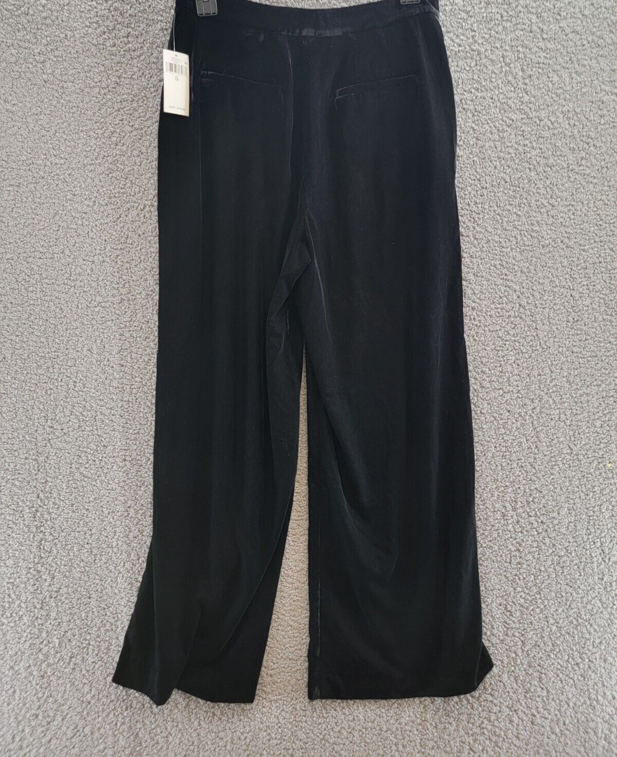 Lauren Ralph Lauren Velvet Wide Leg Pants Womens 12 Black Zip Hook & Eye Closure - Picture 8 of 19
