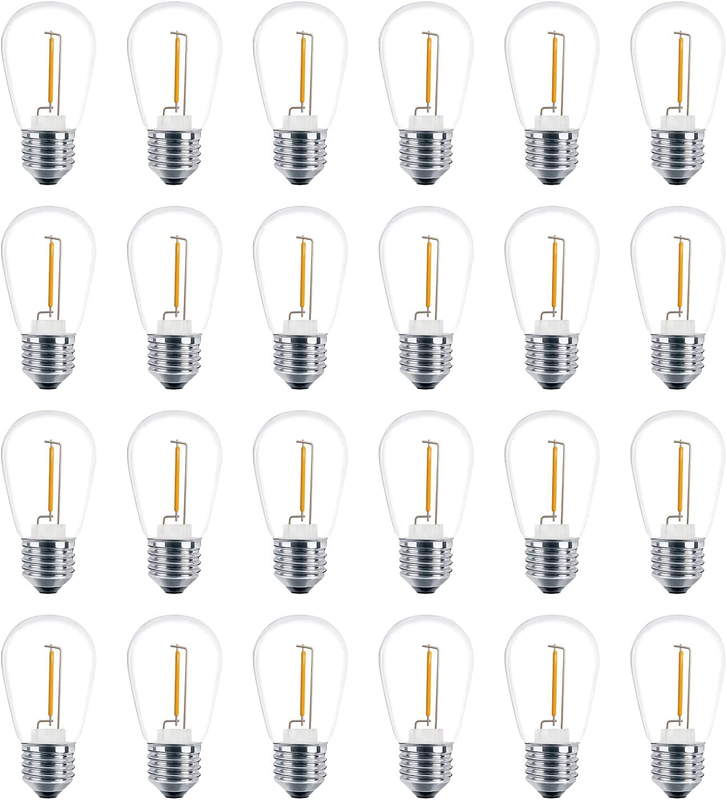 24 Pack LED S14 Light Bulbs, Shatterproof Outdoor String Light Bulbs, 1 Watt to