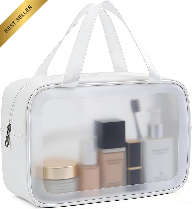 Travel Toiletry Bag for Women and Men, Clear Bag with Zipper-Waterproof Cosmetic