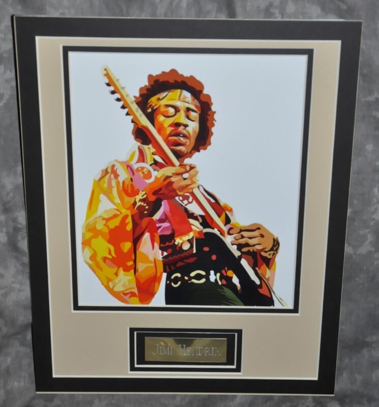 Jimi Hendrix Triple-Matted Art Photograph w/ Gold Engraved Nameplate 11"x14"