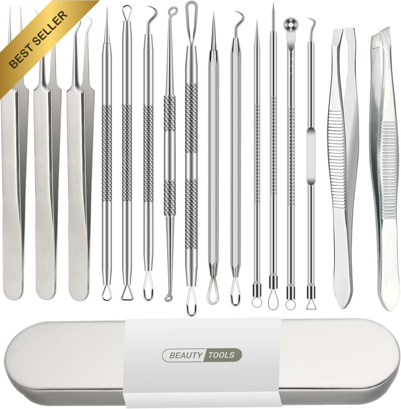 5in1 Blackhead Removal Tool Set Vidal Loops Uno Spoon Stainless Steel with Case