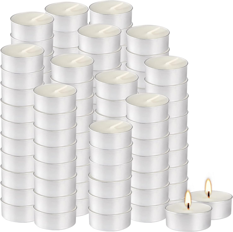 Bulk 200 Pack Tealight Candles, 4 Hour Burn Time,Dinner Candle Set with Cotton W