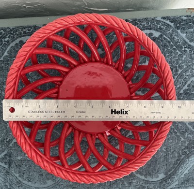 Red Woven Ceramic Bread Basket By Espanana Lifestyle  9 3/4 