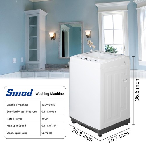SMAD Portable Washing Machine for Apartments Dorms and RVs 1.7Cu.ft White Washer