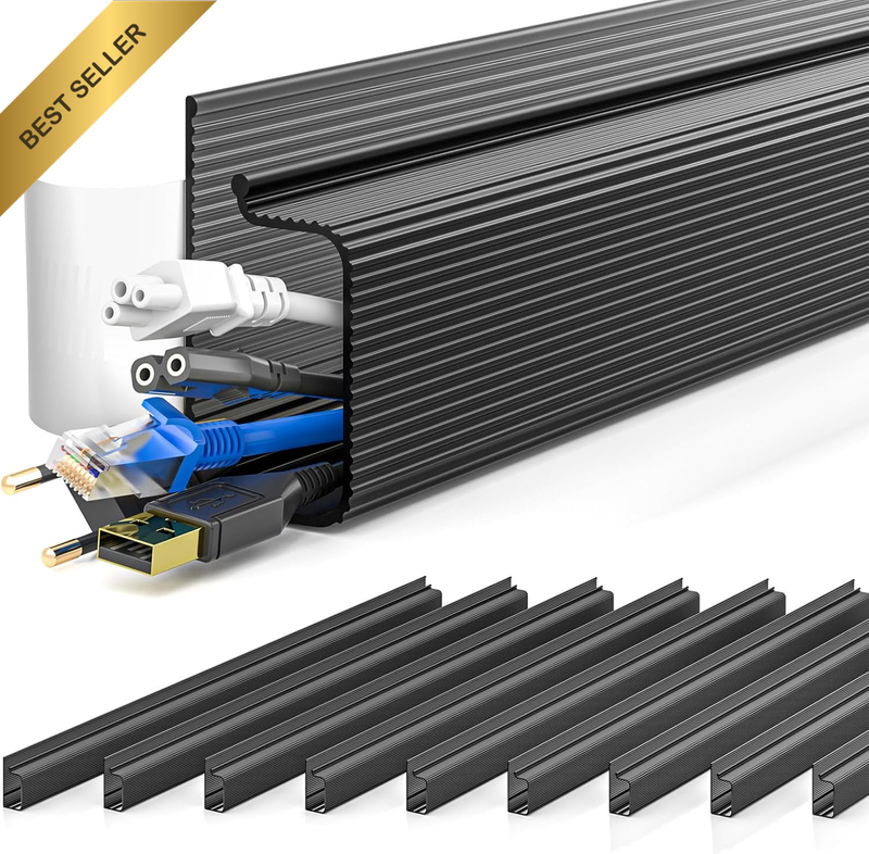 Cable Management under Desk, (157In J Channel 10Pack X15.7In), Cable Organiser,