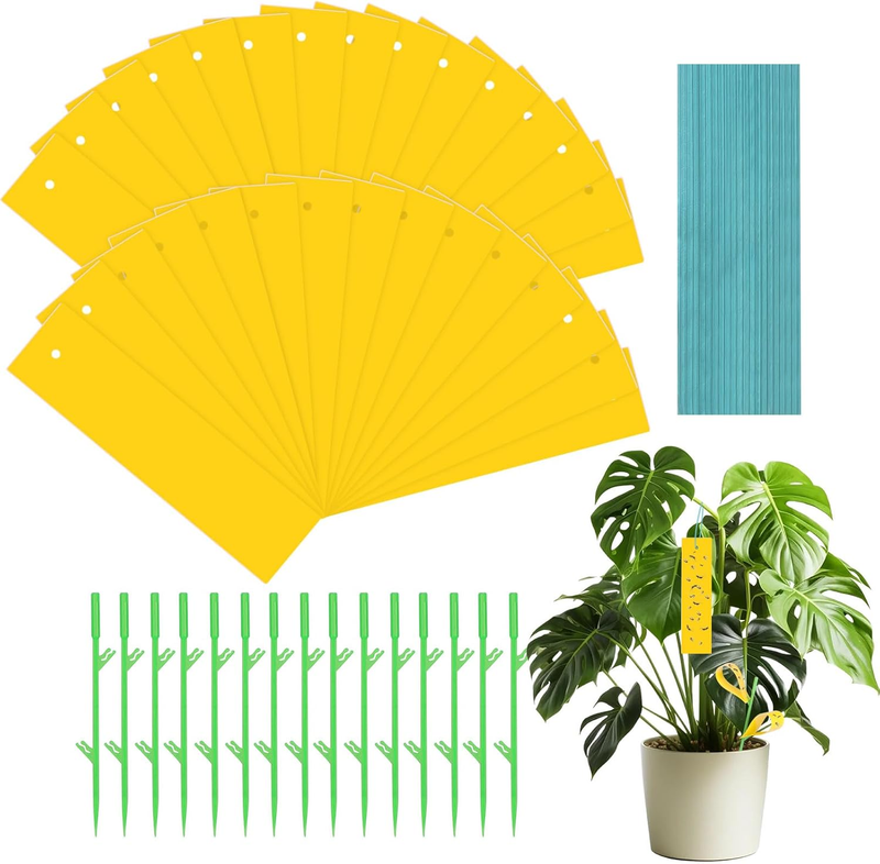 30 PCS Sticky Traps,  Yellow Dual-Sided Sticky Insect Catcher with Twist Ties an