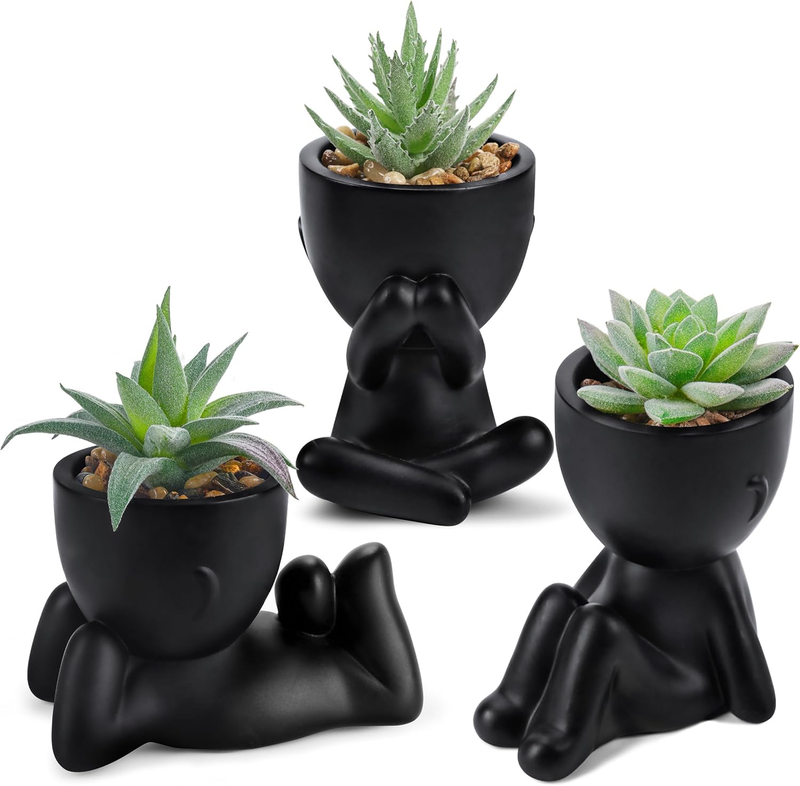 3Pcs Fake Plants Cute Succulents Artificial Plants for Black Bathroom Bedroom Ho