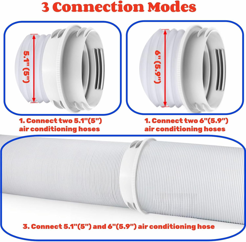 Upgraded Portable Air Conditioner Exhaust Hose Connector, Universal Fit for 5.1"
