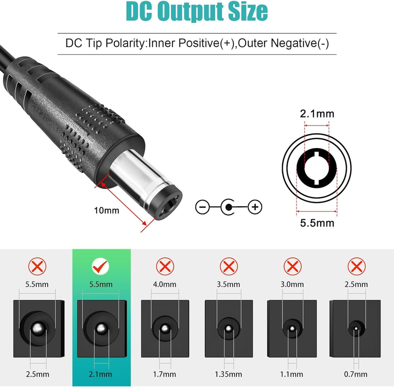 12V 2A Power Supply Adapter, UL-Listed, 120V AC to 12V DC Adapter Transformer, 1