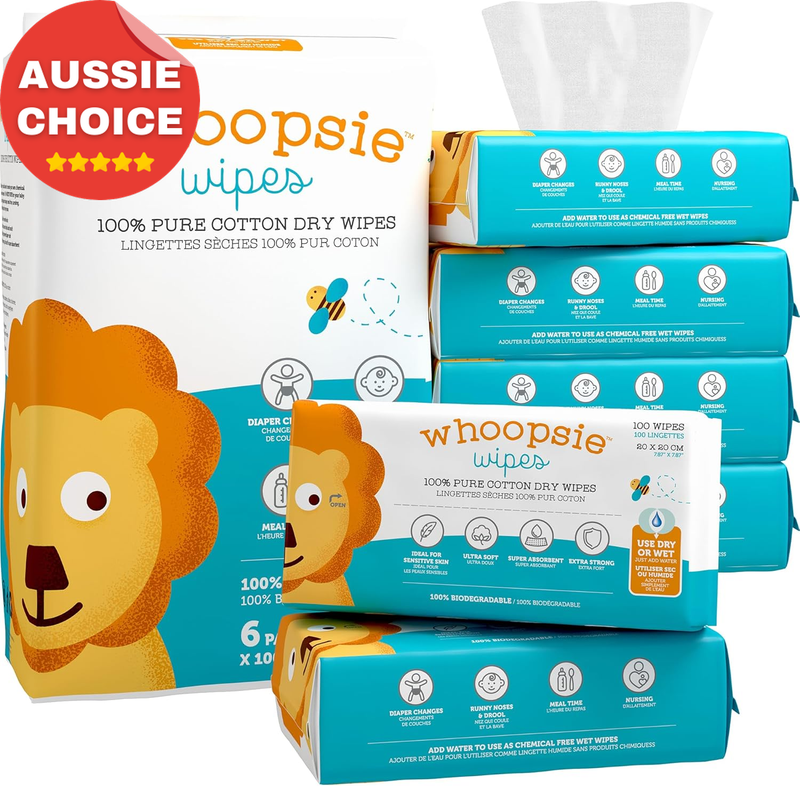 100% Pure Cotton Dry Baby Wipes 600 Count Hypoallergenic Soft Gentle Care