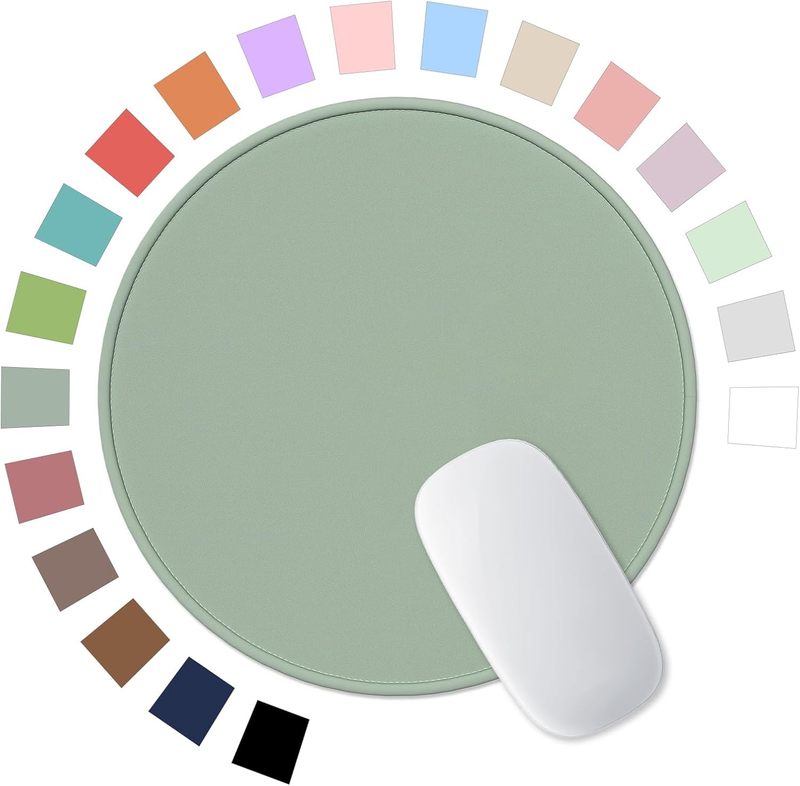Mouse Pad, Premium-Textured Small round Mousepad 8.7 X 8.7 Inch Bean Green, Stit
