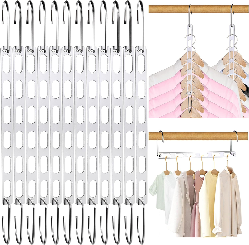 12 Pack Space Saving Hangers for Clothes, Collapsible Metal 