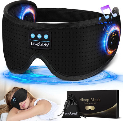 Sleep Headphones, White Noise Bluetooth Sleep 3D Wireless Eye Sleeping with Timi