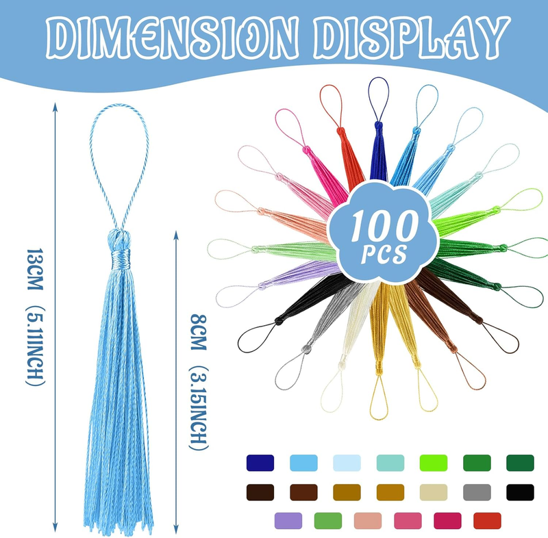 100 Pcs Bookmark Tassels Bulk 20 Colors Soft Craft Silky Handmade Mini Tassels f