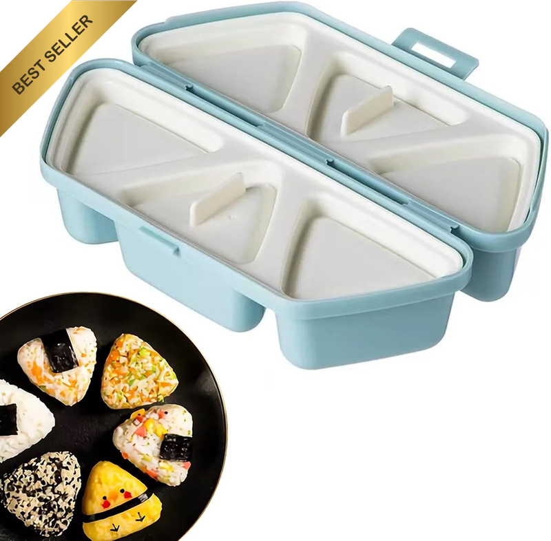 6 in 1 Onigiri Triangle Sushi Mold - for Making and Storing Sushi, Non-Stick Ric