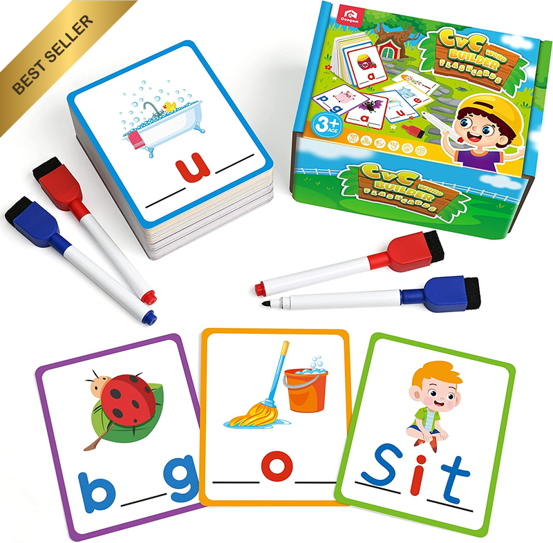 Short Vowel Spelling Flashcards for 3 4 5 Years Old Kids