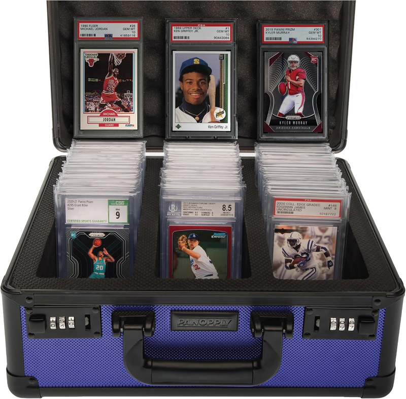 SLAB ARMOR FUSION 120+ 3 Row Psa Graded Card Storage Box Graded Card Case Psa Slab Case for Graded Cards Psa Card Case Baseball Card Cases for Sports Cards Storage Sports Card Case (BLUE)