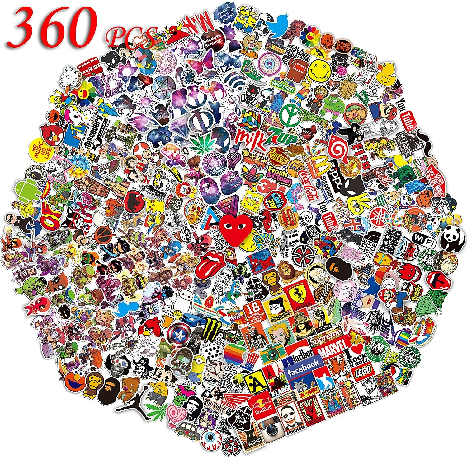 QWDDECO Lot de 360 autocollants Kawaii en vinyle pour ordinateur portable