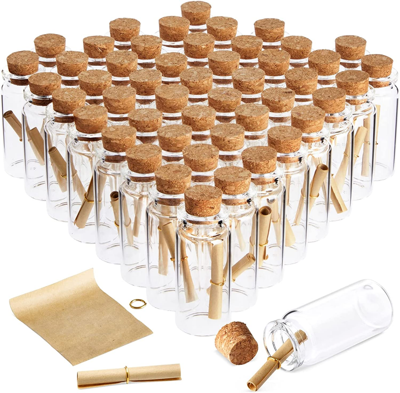 Bright Creations 48 Pack 10Ml Message in a Bottle Kit, Bulk Small Glass Cork Bot