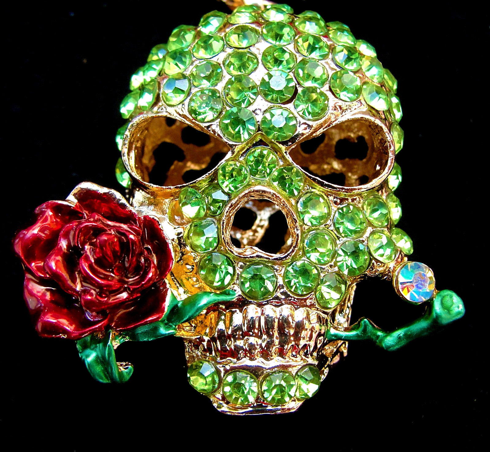 Big SKULL Rose Rhinestone Flower Halloween Costume Betsey
